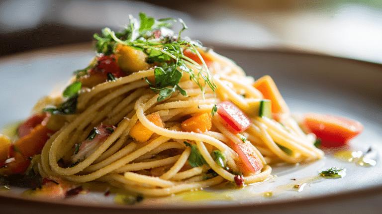 Vegane Pasta Rezepte 1 Vegane Pasta mit frischem Gemüse in einer bunten Schüssel, die den traditionellen deutschen Genuss widerspiegelt