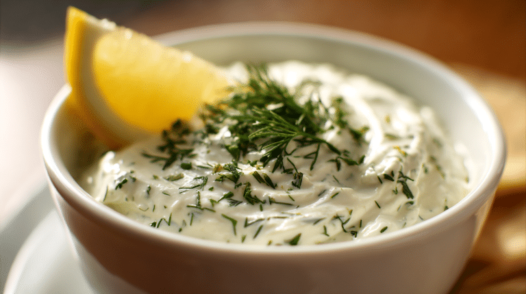 Veganer Dip in einer Schüssel, garniert mit frischem Schnittlauch und serviert mit knusprigem Brot